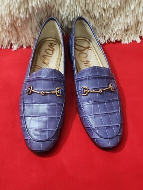 Sam Edelman Croc-Embossed Loafers with Gold Bit